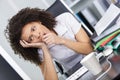 tired young businesswoman sleeping Royalty Free Stock Photo