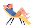 Tired Young Man Lounging on Couch Vector Illustration Royalty Free Stock Photo