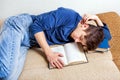 Young Man sleep with a Book Royalty Free Stock Photo