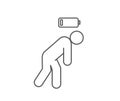 Tiredness icon. Burnout of working. Battery low energy. low battery concept. thin line symbol. Vector illustration