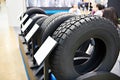 Tires in car store Royalty Free Stock Photo