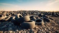 tires dumped in a big pile for recycling