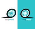 tires logo design template, silhouette wheel vector and business card set, car tire simple icon.