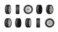 Tires Realistic Monochrome Set Royalty Free Stock Photo