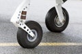 Tires of a small propeller airplane Royalty Free Stock Photo