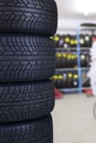 Tires in the spare parts store