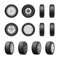 Tires Wheels Realistic Set Royalty Free Stock Photo