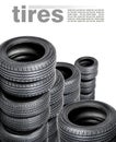 Tires on the white background