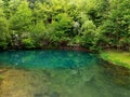 Turquise water of river& x27;s deep cave hole Royalty Free Stock Photo