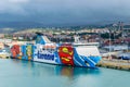 Tirrenia Bithia ferry at the Port of Civitavecchia, Rome.