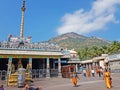 Tiruvanamalai, India - December 20, 2019: People visiting the Arunachaleswarar Temple in Tiruvanamalai India