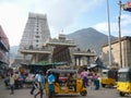 The ancient Hindu temple of Arunachaleswarar against the sacred hill of Mount