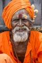 TIRUVANNAMALI, TAMIL NADU, INDIA - MARCH Circa, 2018 . Portrait Sadhu at Ashram Ramana Maharshi. Sadhu is a holy man, who have cho