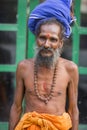 TIRUVANNAMALI, TAMIL NADU, INDIA - MARCH Circa, 2018 . Portrait Sadhu at Ashram Ramana Maharshi. Sadhu is a holy man, who have cho Royalty Free Stock Photo