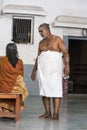 TIRUVANNAMALI, TAMIL NADU, INDIA - MARCH Circa, 2018 . Portrait Sadhu at Ashram Ramana Maharshi. Sadhu is a holy man, who have cho