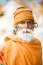 TIRUVANNAMALI, TAMIL NADU, INDIA - MARCH Circa, 2018 . Portrait Sadhu at Ashram Ramana Maharshi. Sadhu is a holy man, who have cho