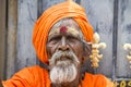 TIRUVANNAMALI, TAMIL NADU, INDIA - MARCH Circa, 2018 . Portrait Sadhu at Ashram Ramana Maharshi. Sadhu is a holy man, who have cho