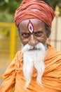 TIRUVANNAMALI, TAMIL NADU, INDIA - MARCH Circa, 2018 . Portrait Sadhu at Ashram Ramana Maharshi. Sadhu is a holy man, who have cho Royalty Free Stock Photo