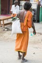 TIRUVANNAMALI, TAMIL NADU, INDIA - MARCH Circa, 2018 . Street photography. Sadhu at Ashram Ramana Maharshi. Sadhu is a holy man, w