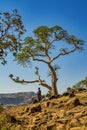 Tis Issat, Ethiopia - Feb 05, 2020: People living near the Blue Nile falls, Tis-Isat in Ethiopia, Africa