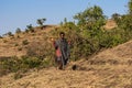 Tis Issat, Ethiopia - Feb 05, 2020: People living near the Blue Nile falls, Tis-Isat in Ethiopia, Africa