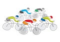 Cycling race line art stylized.