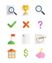 Set of flat simple vector business icons on white background Royalty Free Stock Photo