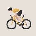 Cartoon cyclist in yellow jersey