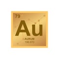 Vector symbol of gold or aurum on the background from connected molecules Royalty Free Stock Photo