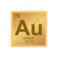 Vector symbol of gold or aurum on the background from connected molecules