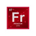 Vector symbol of francium on the background from connected molecules