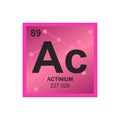 Vector symbol of actinium on the background from connected molecules