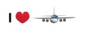 I love flying vector icon Ã¢â¬â airplane with red heart