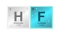 Vector symbol of hydrofluoric acid or hydrogen fluoride which consists of hydrogen and fluorine Royalty Free Stock Photo