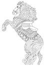 Jumping horse, hand drawn adult coloring page