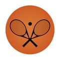 Vector tennis badge with crossed tennis rackets and ball Royalty Free Stock Photo