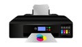 Vector illustration of home digital inkjet printer with cmyk ink cartridges Royalty Free Stock Photo