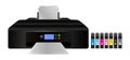 Vector illustration of home digital inkjet printer with cmyk and light inks Royalty Free Stock Photo