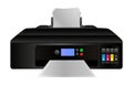 Vector illustration of home digital inkjet printer with cmyk ink cartridges Royalty Free Stock Photo
