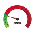 Vector illustration of speedometer gauges with green and red part of power