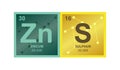 Vector symbol of zinc sulfide ZnS on the background from connected molecules