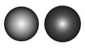 Greyscale circles with a gradient from black to white. Continuous circle with a smooth gradient and circle with step discontinuous