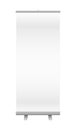 Blank roll up banner mock up isolated on a white background. Promotional material for events. Royalty Free Stock Photo