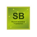 Vector symbol of Styrene Butadiene Copolymer SB or SBR polymer on the background from connected macromolecules Royalty Free Stock Photo