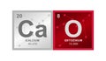 Vector symbol of calcium oxide which consists of calcium and oxygen on the background from connected molecules