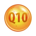 Vitamin Q10 Coenzyme capsule. Vector icon for health and beauty.