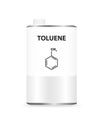Vector metal liquid container can with toluene. Illustration of a chemical solvent. Royalty Free Stock Photo