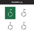 Vector molecule of toluene in several variants - organic chemistry concept Royalty Free Stock Photo