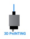 Vector illustration of 3D printing Ã¢â¬â fused deposition modeling. The print head, filament, and text