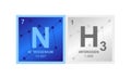 Vector symbol of Ammonia compound consisting of hydrogen and nitrogen on the background from connected molecules